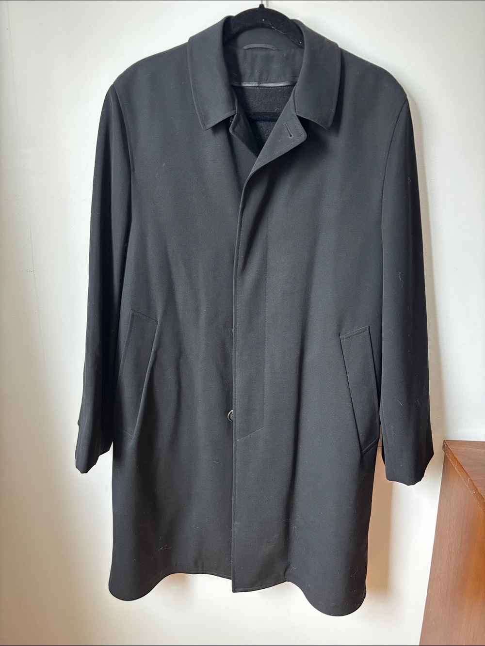 Vintage Alligator Gold Label Black Pure Virgin Wool Car Coat Jacket Men's 36R